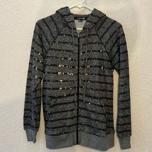 Womens size small Forever21 gray/black sequined sweatshirt. New with tags